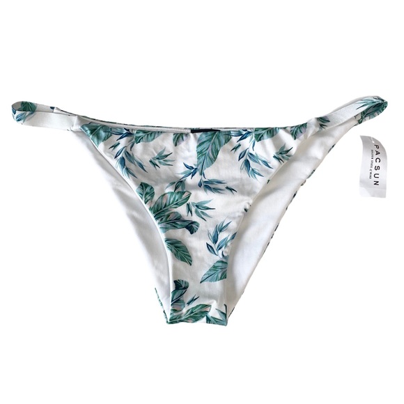 PAC Sun La Hearts ⚘ Leaf Print Hipster Bikini Bottom ⚘ White Green ⚘ XL - Picture 4 of 16